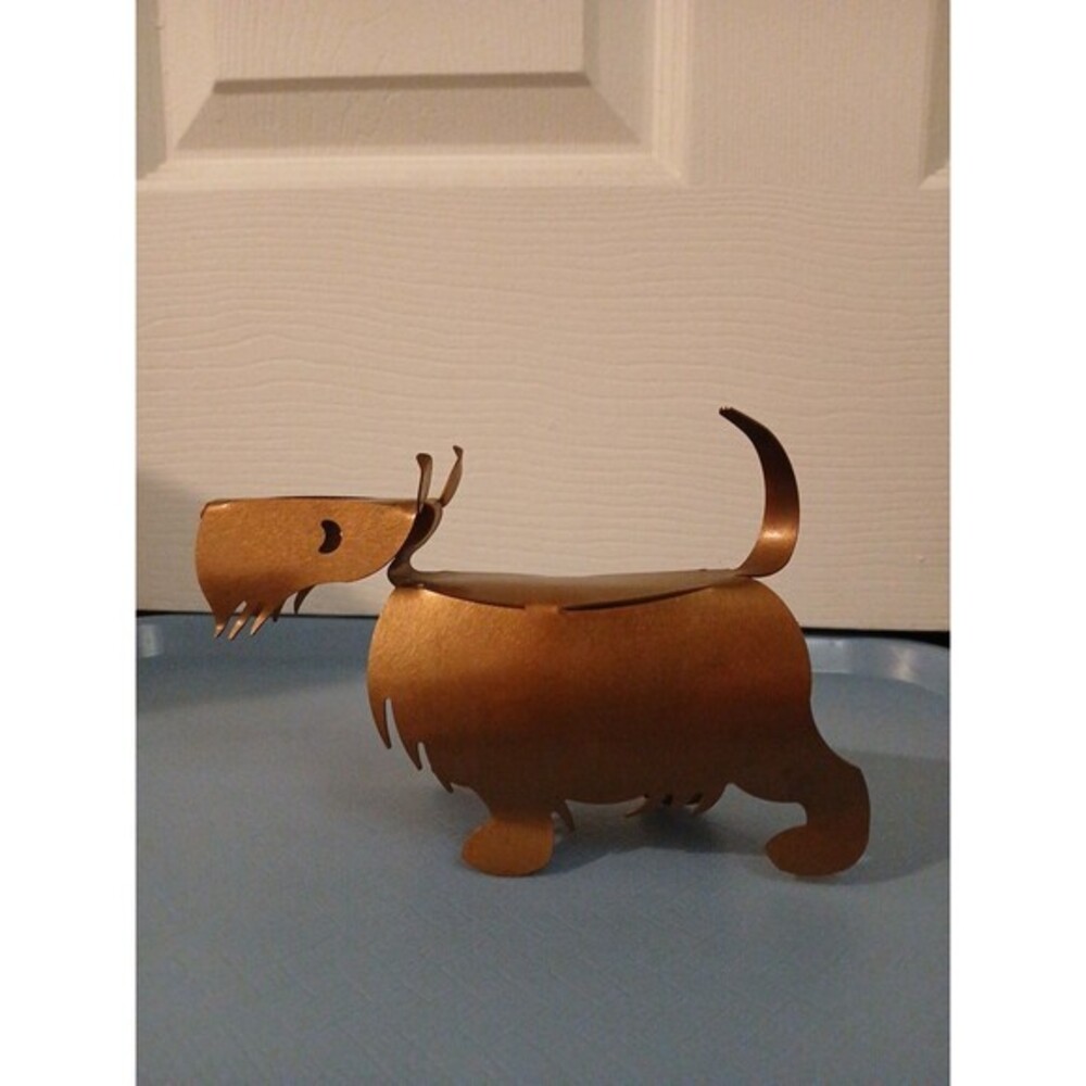 David Lesser Rustic Brown Metalglyphics Art Dog Sculpture Schnauzer Metal Figure